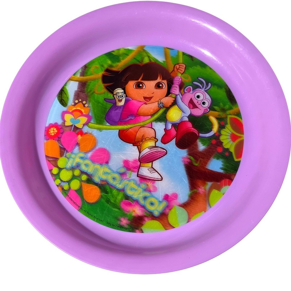 Zak Designs Dora the Explorer Melamine Plate Purple Boots Fantastico 2011 8in